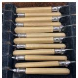 Vintage Epns Engraved Fish Flatware Set Of 6 With Fuax Bone handles (Cracks Present In Handles) In Original Case