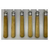 Vintage Epns Engraved Fish Flatware Set Of 6 With Fuax Bone handles (Cracks Present In Handles) In Original Case