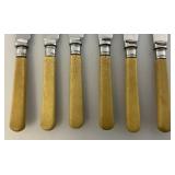 Vintage Epns Engraved Fish Flatware Set Of 6 With Fuax Bone handles (Cracks Present In Handles) In Original Case