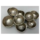 Vintage Zodax Los Angeles Silve Nickel Cluster Of Nine Round Serving Dishes 2 1/4" x 7" x 12"