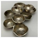 Vintage Zodax Los Angeles Silve Nickel Cluster Of Nine Round Serving Dishes 2 1/4" x 7" x 12"