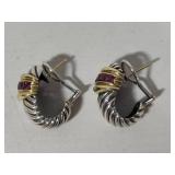 David Yurman Sterling Silver/14K Gold & Amethyst Stone Earrings