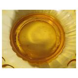 Vintage Fenton Amber Thumbprint Basket & Candy Dishes
