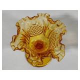 Vintage Fenton Amber Thumbprint Basket & Candy Dishes