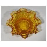 Vintage Fenton Amber Thumbprint Basket & Candy Dishes
