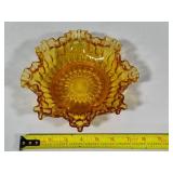 Vintage Fenton Amber Thumbprint Basket & Candy Dishes