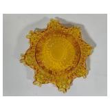 Vintage Fenton Amber Thumbprint Basket & Candy Dishes