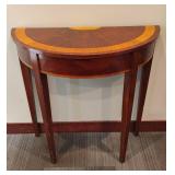 Mahogany Demi Lune Console Table with Wooden Inlay