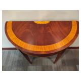 Mahogany Demi Lune Console Table with Wooden Inlay