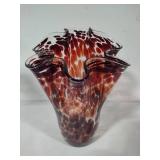 Handblown Leopard Print Large Handkerchief Vase