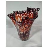 Handblown Leopard Print Large Handkerchief Vase