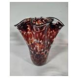 Handblown Leopard Print Large Handkerchief Vase
