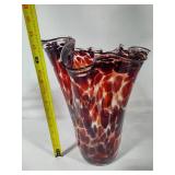 Handblown Leopard Print Large Handkerchief Vase