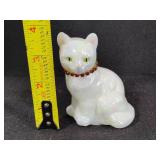 Fenton Iridescent Cat Figurine w/Red Rhinestone Collar