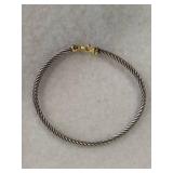 David Yurman 18K Gold & Sterling 925 Micro Cable Buckle Bracelet