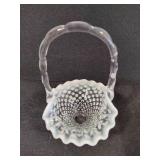 Fenton Moonstone Hobnail Covered Candy Dish & Basket