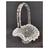 Fenton Moonstone Hobnail Covered Candy Dish & Basket
