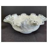 Fenton Spanish Lace Silver Crest Ruffled Bowl