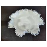 Fenton Spanish Lace Silver Crest Ruffled Bowl