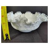 Fenton Spanish Lace Silver Crest Ruffled Bowl