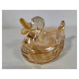 Marigold Carnival Glass Duck Candy Dish