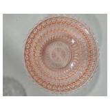 Pink Depression Glass Serving Platter & Salad Bowl Set