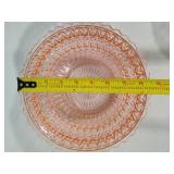 Pink Depression Glass Serving Platter & Salad Bowl Set