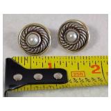 David Yurman 925 Sterling & Pearl Earrings (Pierced)