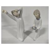 Two Lladro Figurines "Boy Awakening" #4870 & "Girl with Candle" #4868