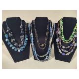 Asst Blue & Green Costume Jewelry Necklaces
