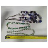 Asst Blue & Green Costume Jewelry Necklaces