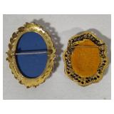 Wedgwood & Needlepoint Brooches