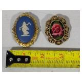 Wedgwood & Needlepoint Brooches