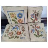 Four Small Needlepoint Pillows