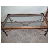 Wood & Glass Vintage Coffee Table on Wheels  **Saturday Pick Up in Plymouth - See Removal Tab for Specifics**