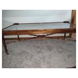 Wood & Glass Vintage Coffee Table on Wheels  **Saturday Pick Up in Plymouth - See Removal Tab for Specifics**