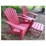 Pair of Red Adirondack Chairs w/Side Table  **Saturday Pick Up in Plymouth - See Removal Tab for Specifics**