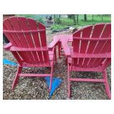 Pair of Red Adirondack Chairs w/Side Table  **Saturday Pick Up in Plymouth - See Removal Tab for Specifics**