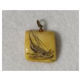 Vintage Scrimshaw Pendant