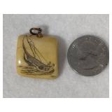 Vintage Scrimshaw Pendant