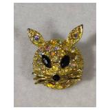 Vintage Cat Sparkly Brooch