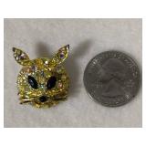 Vintage Cat Sparkly Brooch