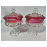 Tiffin Franciscan Kings Cranberry Candy Dishes w/Lids