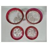 Tiffin Franciscan Kings Cranberry Candy Dishes w/Lids
