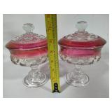 Tiffin Franciscan Kings Cranberry Candy Dishes w/Lids