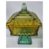 Vintage Candy Dish & Hoosier Green Glass Vase.