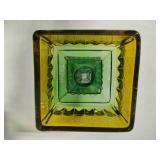 Vintage Candy Dish & Hoosier Green Glass Vase.