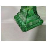 Vintage Candy Dish & Hoosier Green Glass Vase.
