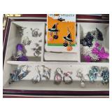 Small Jewelry Box w/Assorted Earrings/Necklace/Bracelets