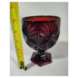 Dark Red Candy Dish & Pink Glass Egg